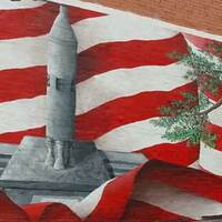 Painting of the Gus Grissom Rocket Monument