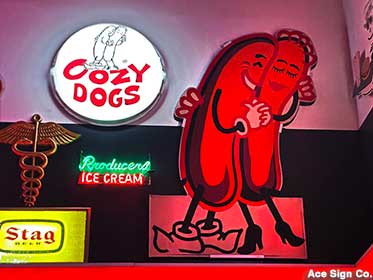 Original Cozy Dogs from a famous Route 66 eatery.