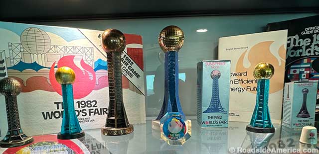 Souvenirs from 1982 include a World's Fair board game and several styles of mini-Sunspheres.